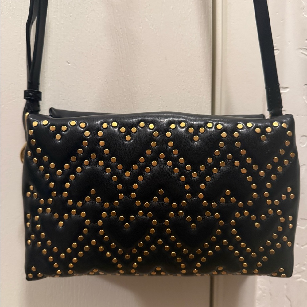 Rebecca Minkoff Black Studded Crossbody Bag Gold Hardware NWT Edgy Chic